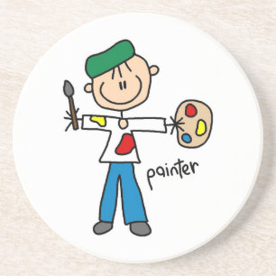 Painter Stick Figure Coaster