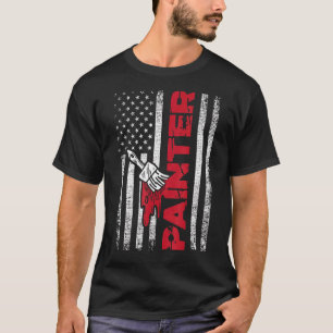 Painter Usa Flag House Decorator Paint Painting W T-Shirt