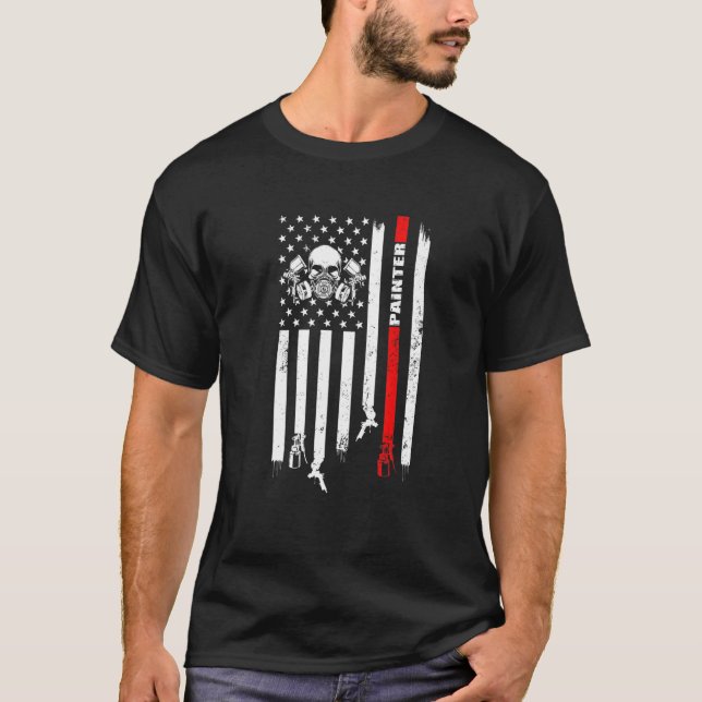 Painter Usa Flag Painter T-Shirt (Front)