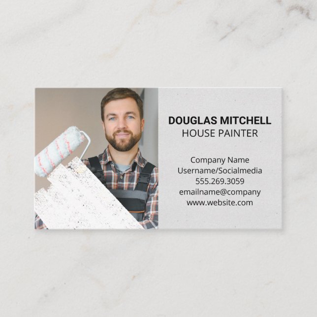 Painter with Paint Roller Business Card (Front)