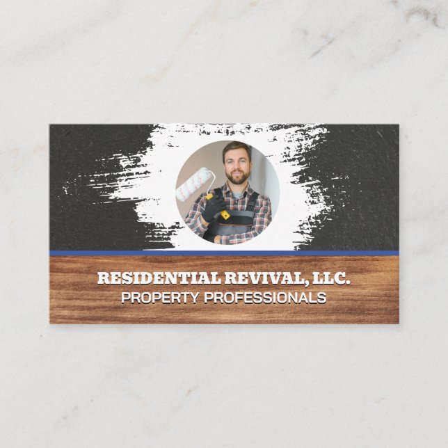 Painter with Paint Roller | Skilled Tradesman  Business Card (Front)