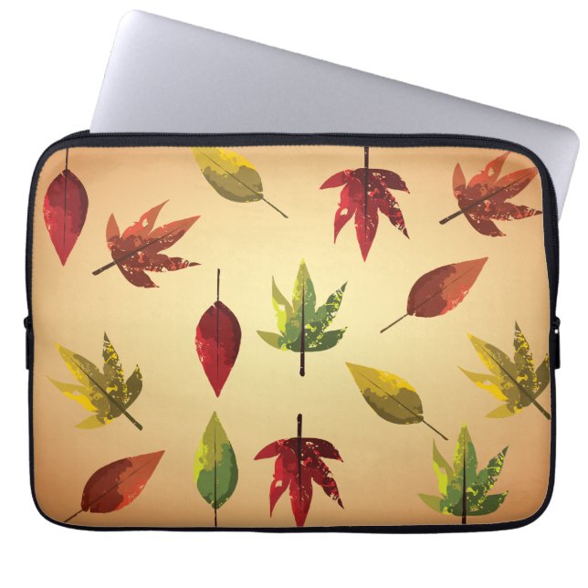 Painterly Autumn Leaves Laptop Sleeve (Front)