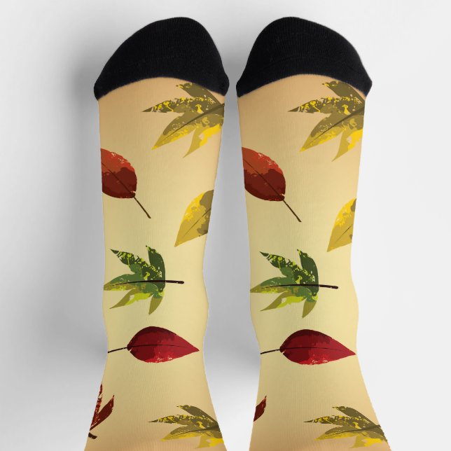 Painterly Autumn Leaves Socks (Top)