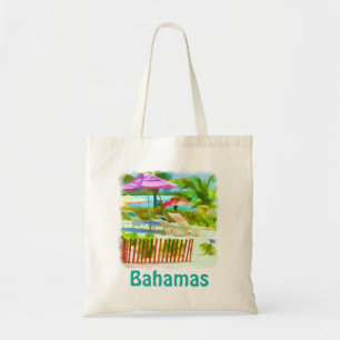 Painterly Bahamas Summer Vacation Beach Scene Tote Bag