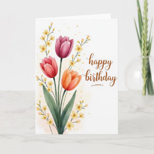 Painterly Blossom Birthday Card