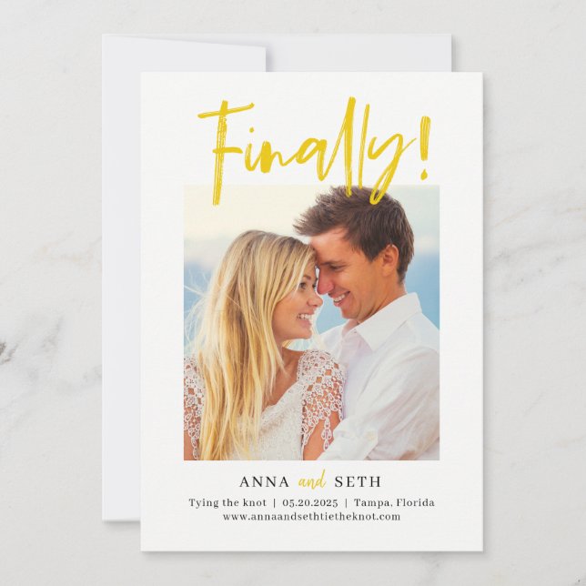 Painterly Finally CUSTOM COLOR Save The Date Card (Front)