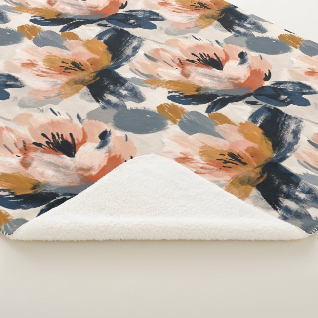 Painterly Floral Botanical Sherpa Blanket (3/4)