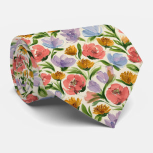 Painterly Floral Garden Pattern Tie