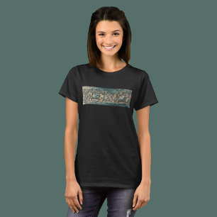 Painterly fretwork design. Grays, Greens, & blues T-Shirt