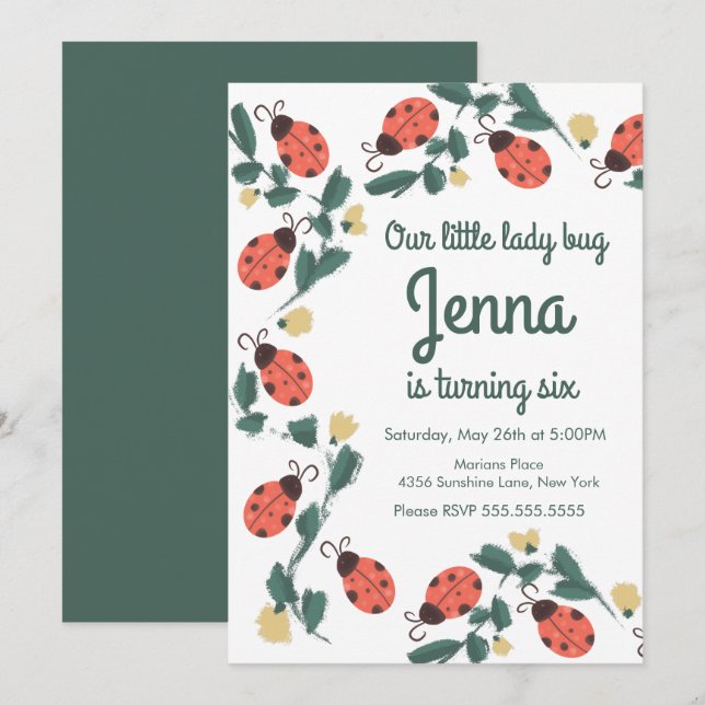 Painterly Lady Bug Birthday (Front/Back)