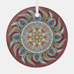 Painterly Mandala Glass Tree Decoration