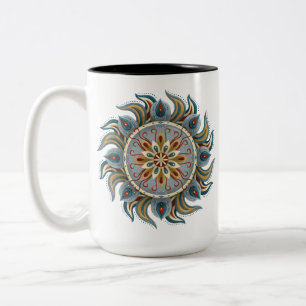 Painterly Mandala Two-Tone Coffee Mug
