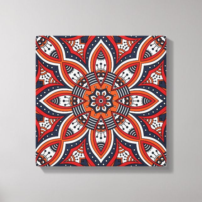 Painterly Nature Boho Floral Mandala Canvas Print (Front)