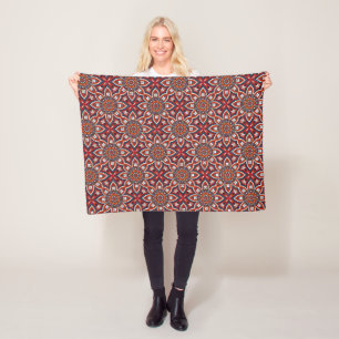 Painterly Nature Boho Floral Mandala Fleece Blanket