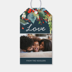 Painterly   Navy Blue   Photo Holiday Gift Tags