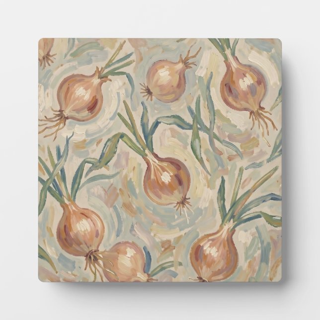 Painterly Onion Pattern Impressionist Art Plaque (Front)