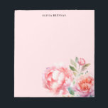 Painterly Peonies Refined floral Blush Design Notepad<br><div class="desc">Painterly Peonies Refined floral Blush Design with name</div>