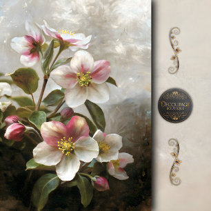 Painterly Pink Apple Blossom Decoupage Tissue Paper