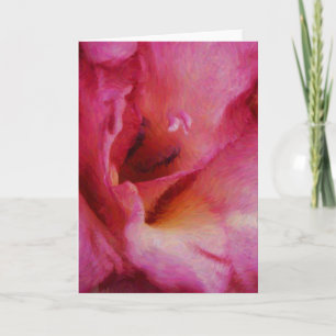Painterly Pink Gladiolus Flower Art Note Card