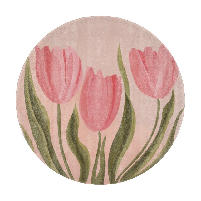 Painterly Pretty Pink Tulips  Cutting Board (Front)