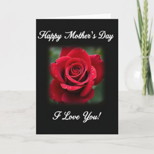 Painterly Red Rose Mothers Day Card