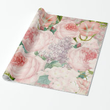 Painterly Retro Roses Lilacs Flower Spring Pattern