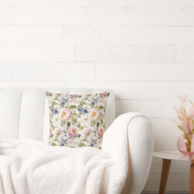 Painterly Roses and flowers Cushion (Couch)