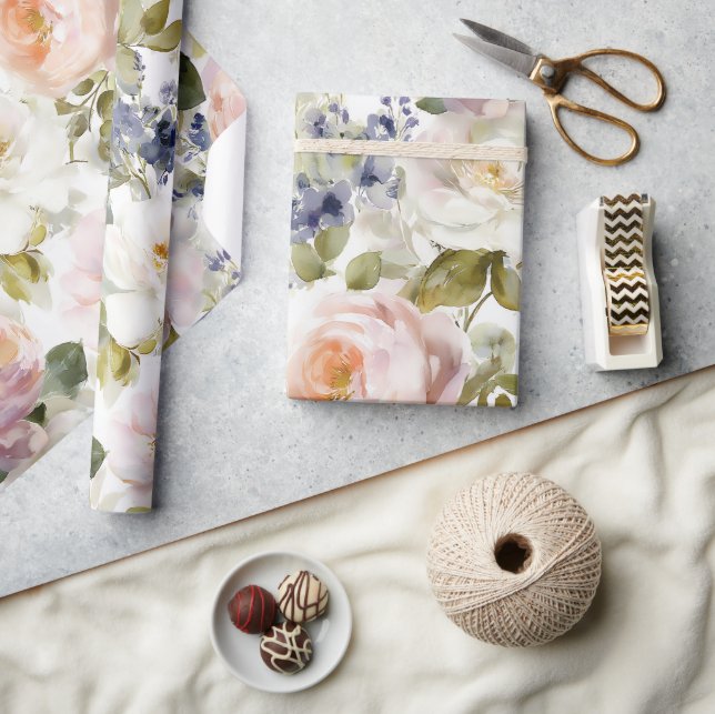 Painterly Roses and flowers Wrapping Paper (Crafts)