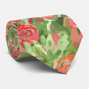 Painterly roses tie