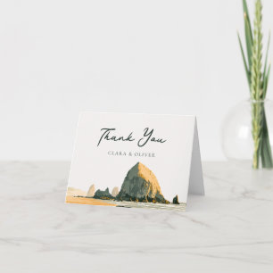 Painterly Sea Stacks Oregon Coast Beach Wedding Thank You Card