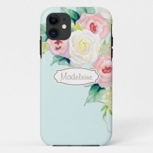 Painterly Simple Modern Watercolor Floral Roses iPhone 11 Case