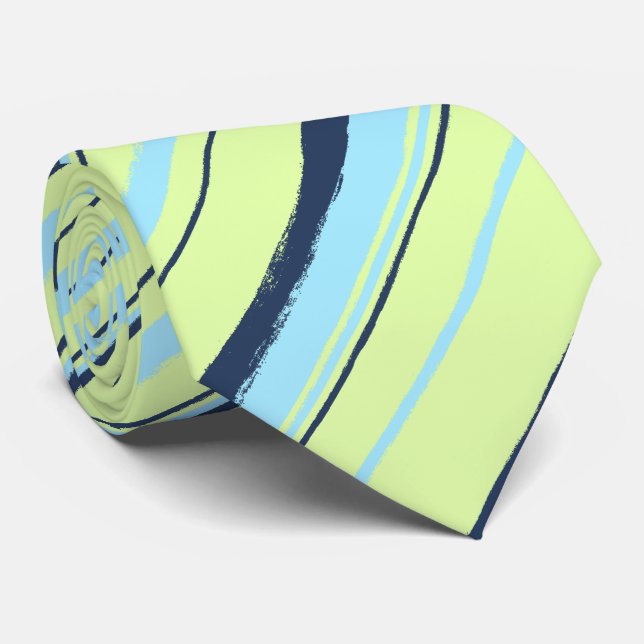 Painterly Striped Lime Two-Sided Wedding Tie (Rolled)