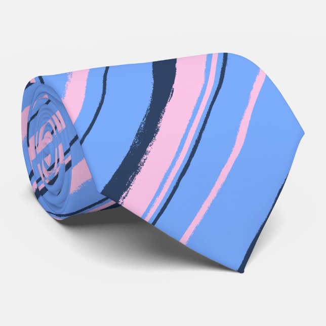 Painterly Striped Peri Two-Sided Wedding Tie (Rolled)