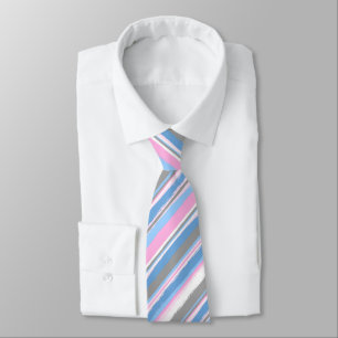 Painterly Striped Pink & Blue Two-Sided Wedding Tie