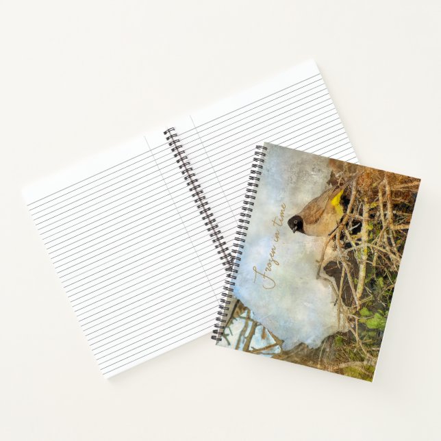 Painterly Style Winter Bird With Customisable Text Notebook (Inside)