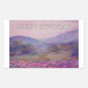 painterly summer nocturne birthday rectangular sticker
