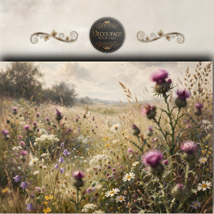Painterly Thistle Wildflower Decoupage Tissue Paper