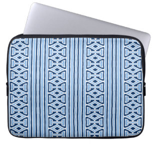 Painterly Trellis Stripe in Blue Indigo Laptop Sleeve