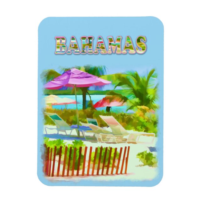Painterly Tropical Bahama Islands Beach Scene Magnet (Vertical)