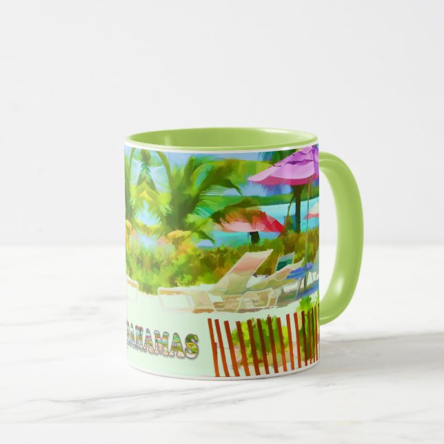 Painterly Tropical Bahama Islands Beach Scene Mug (Front Right)
