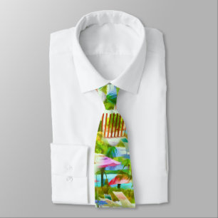 Painterly Tropical Bahama Islands Beach Scene Tie