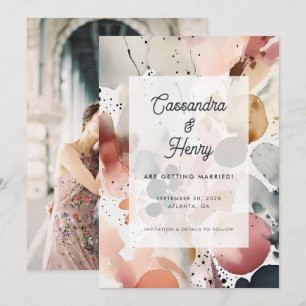 Painterly Watercolor Modern Pastel Wedding Photo Save The Date