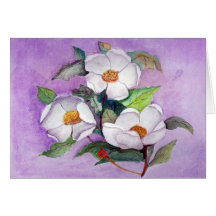 Painterly White Southern Magnolias on Lavender