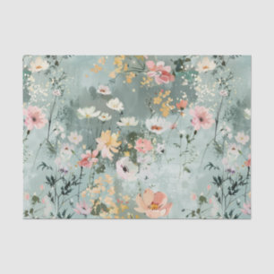 Painterly Wildflowers Pattern in Soft Shades Tissue Paper