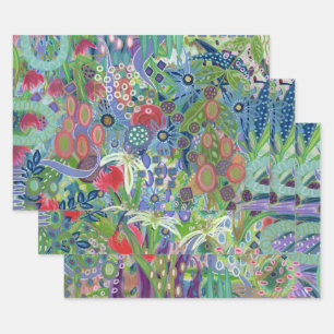 Painterly Wrapping Paper Flat Sheet Set of 3 