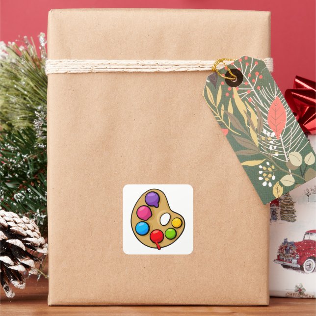 Painters Art Palette Artist Paint Square Sticker (Holiday)