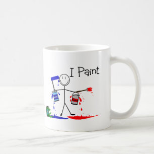 Painters Gifts  "I Paint" Stick People Design Coffee Mug