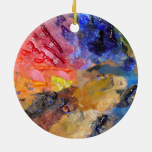 Painter's Palette Colourful Paint  Ceramic Tree Decoration
