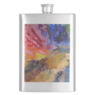 Painter's Palette Colourful Paint  Hip Flask