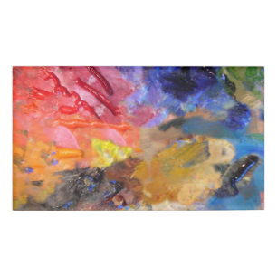 Painter's Palette Colourful Paint  Name Tag